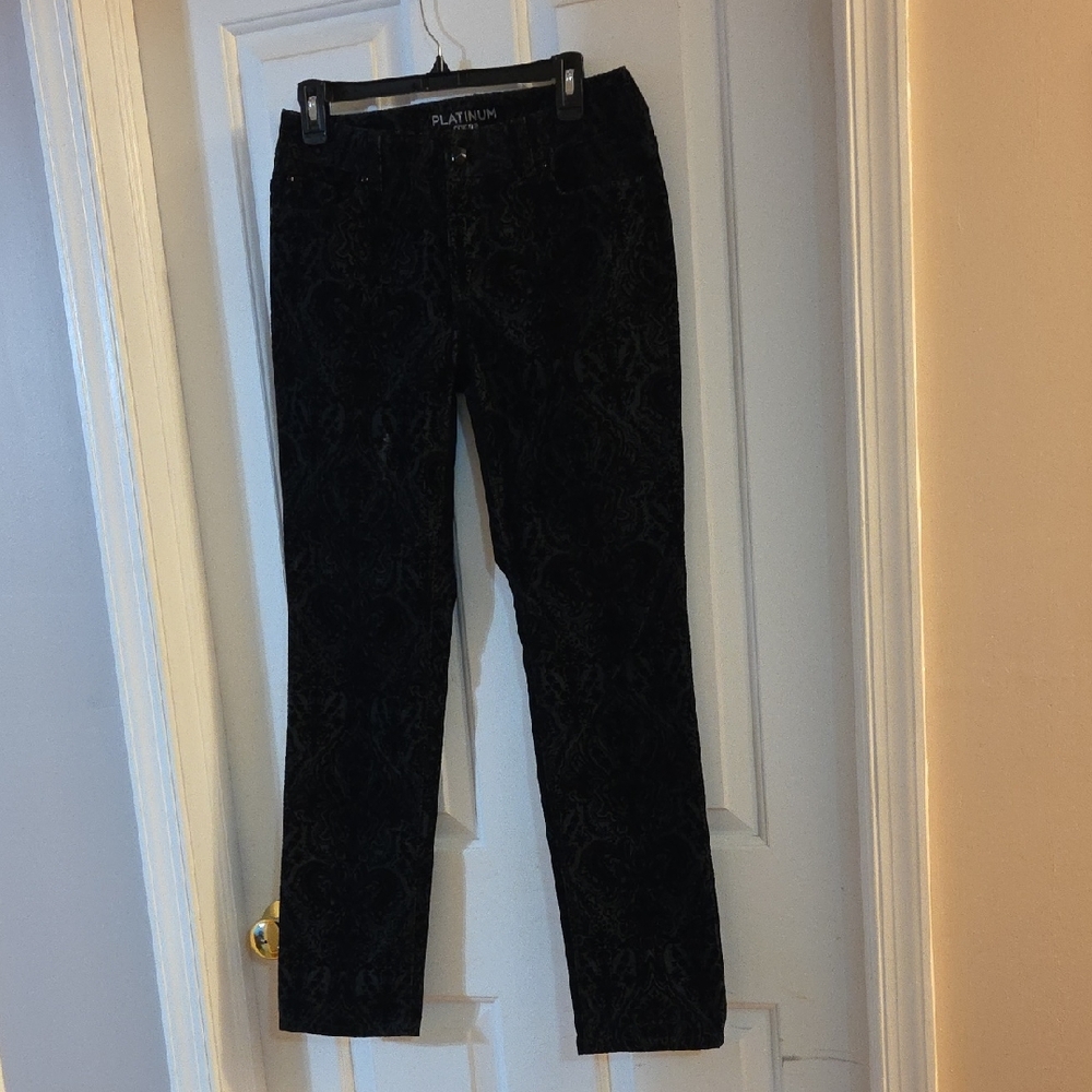 Chicos Black Velvet Scroll Pants 4